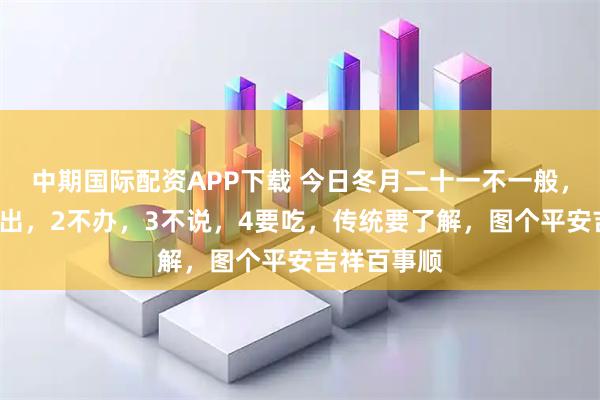 中期国际配资APP下载 今日冬月二十一不一般，牢记：1不出，2不办，3不说，4要吃，传统要了解，图个平安吉祥百事顺
